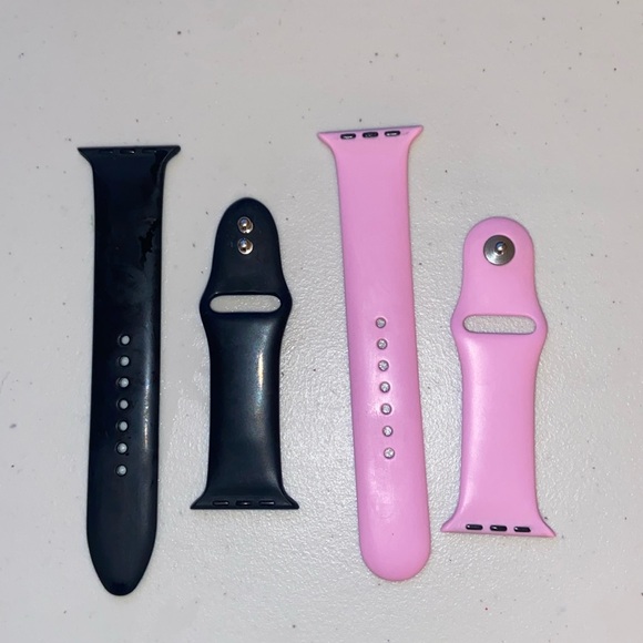 Silicon Apple Watch Replacement Bands 38-40mm Black & Pink - Picture 2 of 4
